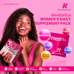 RevitaPlus with collagen for hair, skin, and nails for a radiant look.