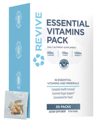 Revive MD Essential Vitamins Pack bottle front for daily health support.
