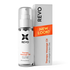 REVOMADIC REVO anti-cellulite oil bottle pour for smoother skin texture.