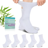 Revosoxs diabetic crew socks white close-up showing breathable viscose blend for dry, comfortable feet