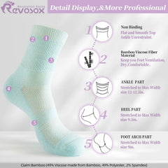 Revosoxs padded ankle and cushioned sole improve comfort while standing.