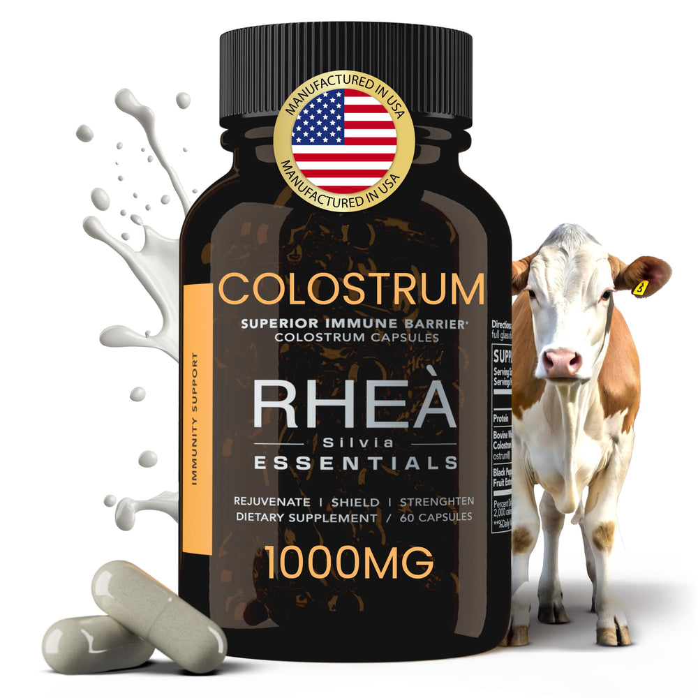 RHEASILVIA Rhea bovine colostrum capsules bottle for daily immune support