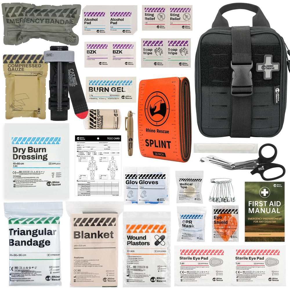 RHINO RESCUE IFAK tourniquet setup for rapid wound control in the field