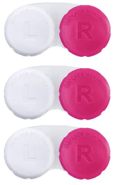 RHUI estuche lentes contacto rosa para viaje, almacenamiento seguro y práctico.