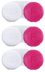 RHUI estuche lentes contacto rosa para viaje, almacenamiento seguro y práctico.