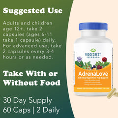 RidgeCrest AdrenaLove with ashwagandha for steady focus.