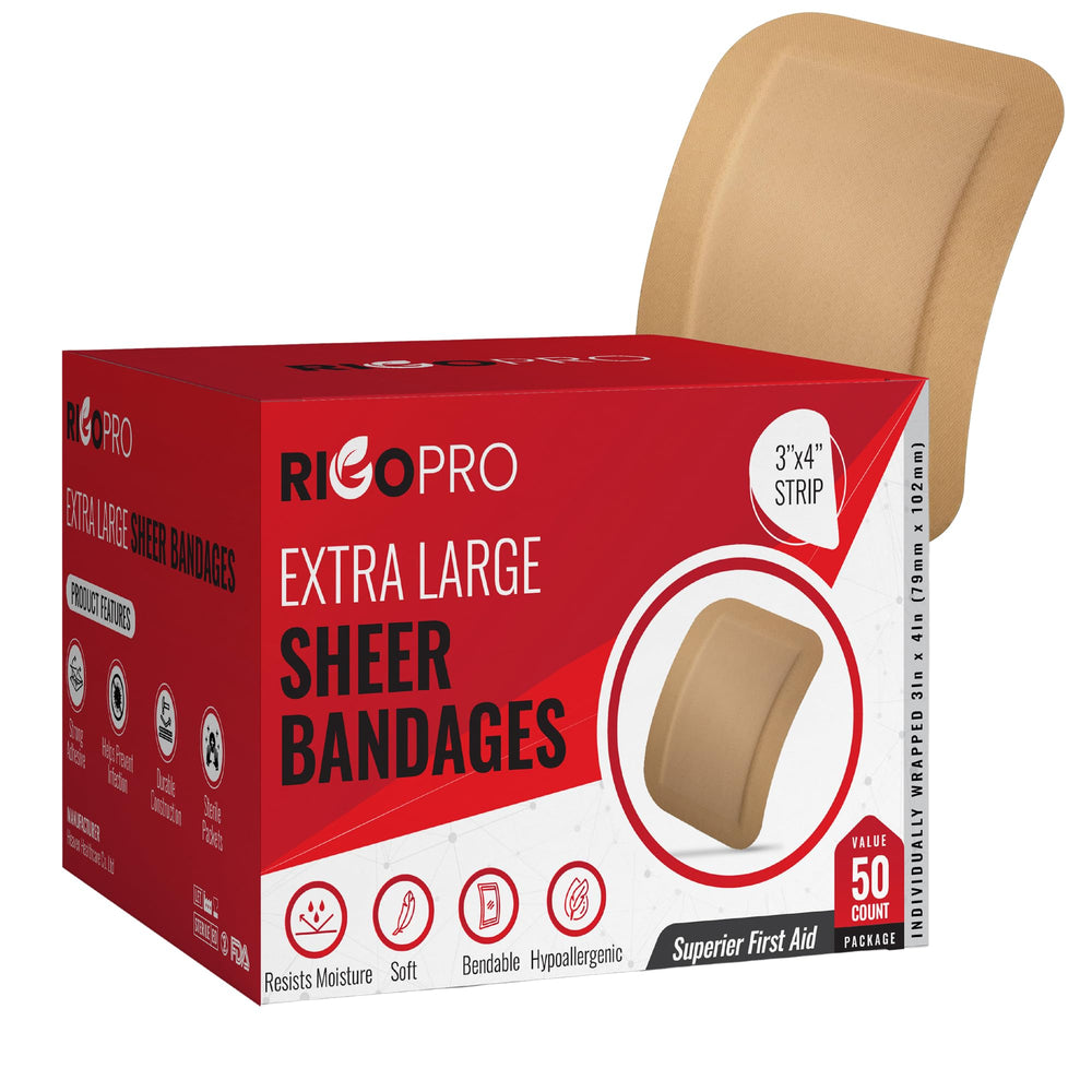 RIGO PRO large 3x4 inch bandage pad for reliable wound coverage.