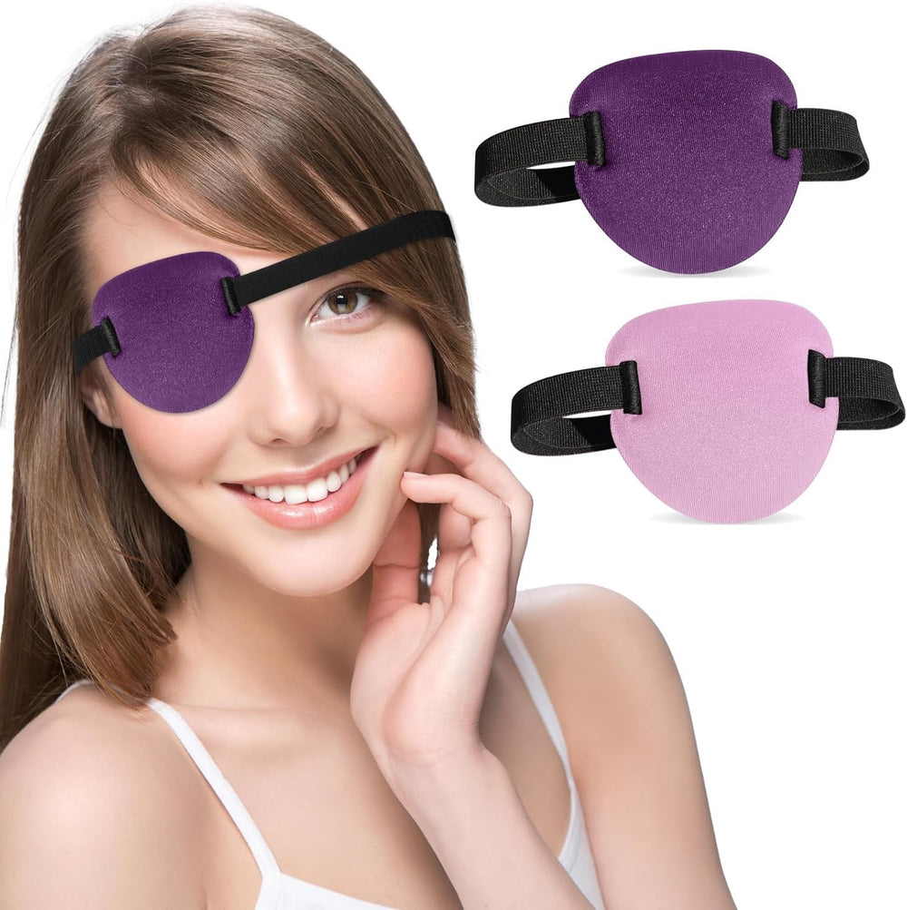 RIKEYO 3D eye patch pink front view showing soft breathable fabric for comfortable wear