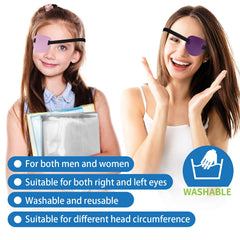 RIKEYO 3D eye patch purple front view with adjustable strap for all ages