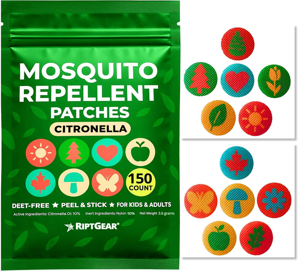 RiptGear Mosquito Patches on sleeve provide citronella protection