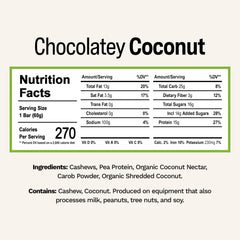 Close-up of Rise Bar Chocolately Coconut bar showing creamy texture and protein appeal.