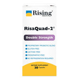 Rising Risaquad-2 probiotic bottle front for gut balance and daily support.