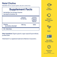 Ritual Natal Choline bottle with label emphasizing vegan, allergen-free formulation