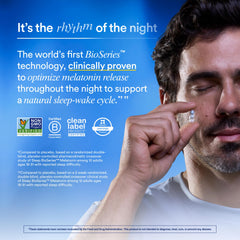 Ritual Sleep Bioseries Melatonin bottle side view highlighting time release design.
