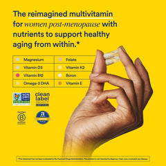 Ritual Women 50+ capsules in bottle showing convenient vegan nutrition.