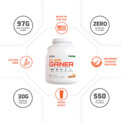 Rival Nutrition Clean Gainer powder in a shaker ready to mix