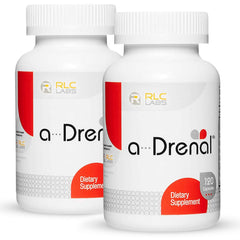 RLC Labs a-Drenal bottle front with 240 capsules for daily adrenal support.