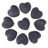 Rockcloud black lava heart stones, a 10-piece set, ideal for on-the-go mindfulness.