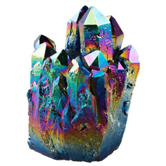 Rockcloud titanium coated rainbow quartz geode cluster for elegant home decor