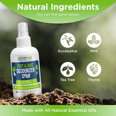 Rocket Pure label showing tea tree and eucalyptus oils for natural odor defense.