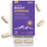 Rocky Morning pre-drinking pills bottle for on-the-go energy and planning ahead