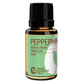 Rocky Mountain Oils Peppermint oil bottle shows pure, invigorating scent for diffusing and topical use.