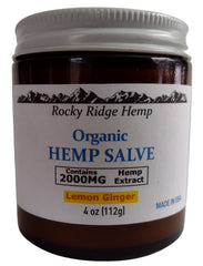 Rocky Ridge Hemp salve front jar on display highlights all-natural formula for daily skin care.