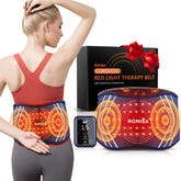 ROMISA cordless red light belt front view for targeted relief and easy wear.