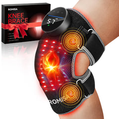 ROMISA red light therapy knee brace emitting warm light for targeted relief