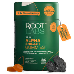 Root Labs Alpha Shilajit Gummies bottle for daily energy support