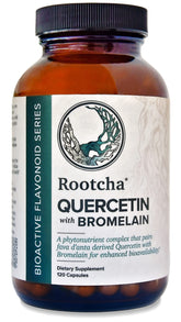Rootcha Quercetin with Bromelain bottle front view for daily wellness.