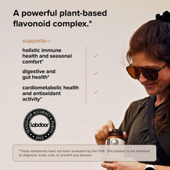 Rootcha Quercetin with Bromelain label featuring third-party testing for transparency.
