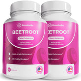 Rosabella Beet Root Capsules bottle displaying 1300mg per serving for steady energy.