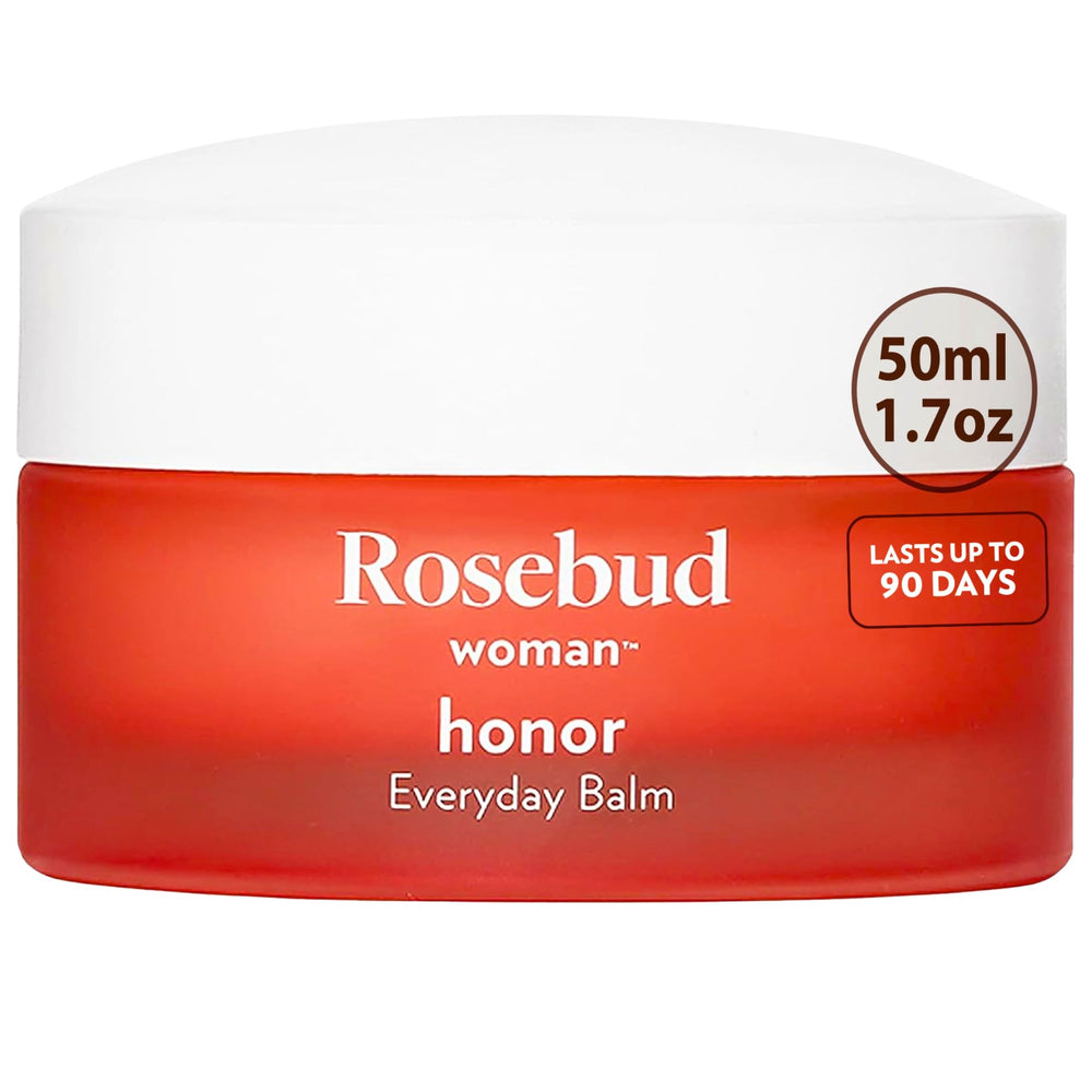 Rosebud Woman Honor vaginal moisturizer balm tube front image shows discreet daily hydration.