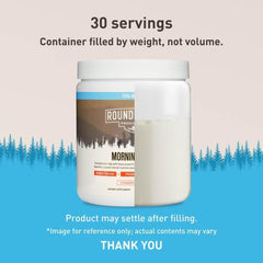 Roundhouse Provision Morning Kick packaging front emphasizes caffeine-free, sugar-free formula.