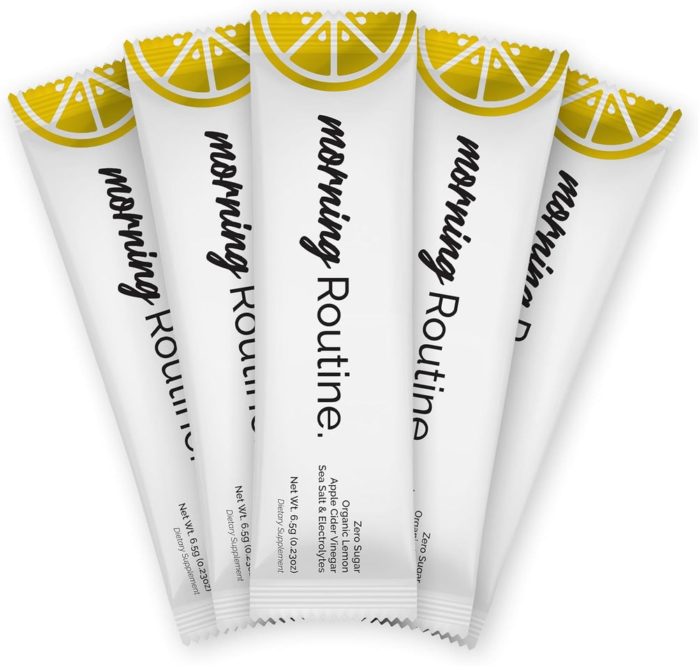 Routine Morning Daily Hydration packaging on shelf, emphasizing convenience.