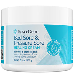 Roycederm bed sore cream tub for bedside care and discreet daily application.