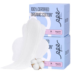 RPE Life 100% organic cotton pad packaging highlights clean sourcing and convenience