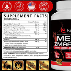 Rsferou ZMAFORCE capsules close-up, easy-to-swallow tablets supporting energy and muscle recovery.