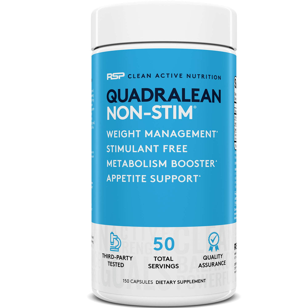 RSP QuadraLean bottle front, stimulant-free weight management option