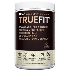 RSP NUTRITION TrueFit bottle label highlights gut-friendly protein benefits