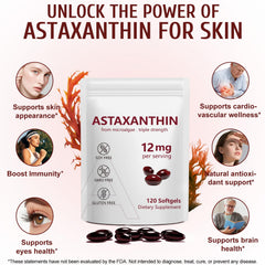 Ruduwu Astaxanthin softgels close-up of capsules highlighting triple-strength formula.