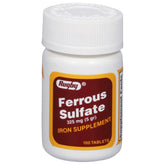 Rugby Laboratories Ferrous Sulfate tablets front view showing daily iron support