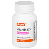 Rugby Laboratories Vitamin D3 tablet bottle view for daily supplement use.