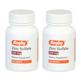 Rugby Zinc Sulfate tablets bottle front view, convenient daily dietary supplement