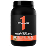 Rule 1 Proteins R1 Whey Isolate bottle front, premium protein.