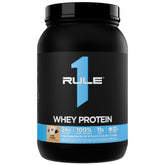 Rule 1 Proteins Whey Protein bottle showing 24g protein per serving for recovery