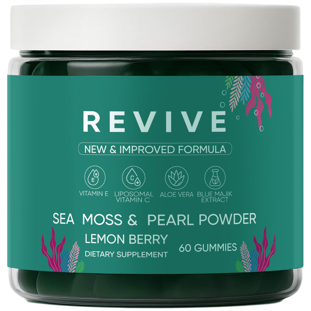 Rulinal Balmbare Revive Gummies sea moss bottle highlighting hair and skin support.