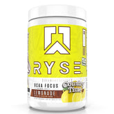 RYSE BCAA Focus Powder Country Time Lemonade tub highlighting hydration-ready formula