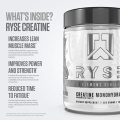 RYSE Creatine Monohydrate unflavored shaker-mix demonstrating easy blending